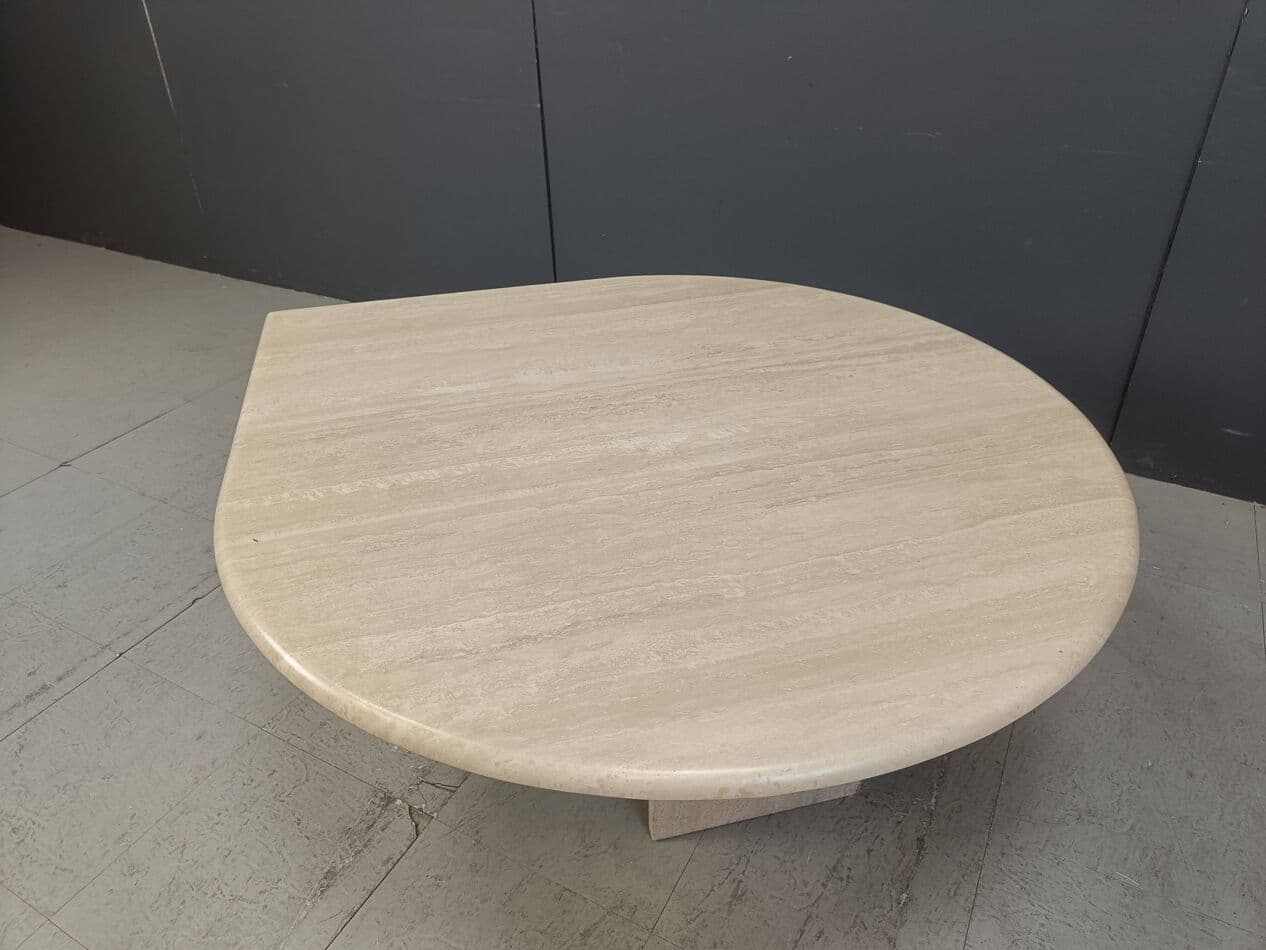 Coffee table, beige travertine, Italy, 1970s. - 269456