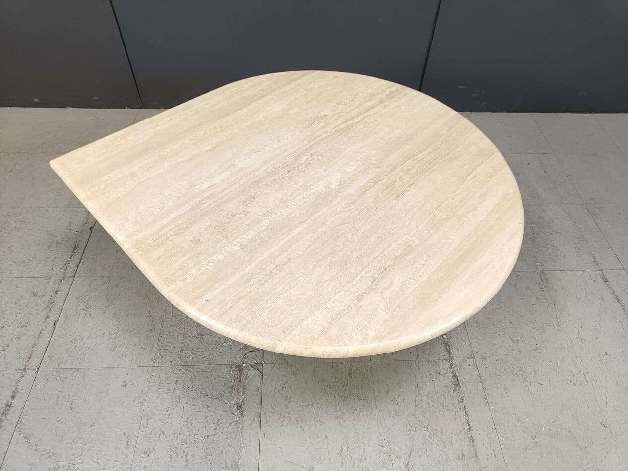 Coffee table, beige travertine, Italy, 1970s. - 269461