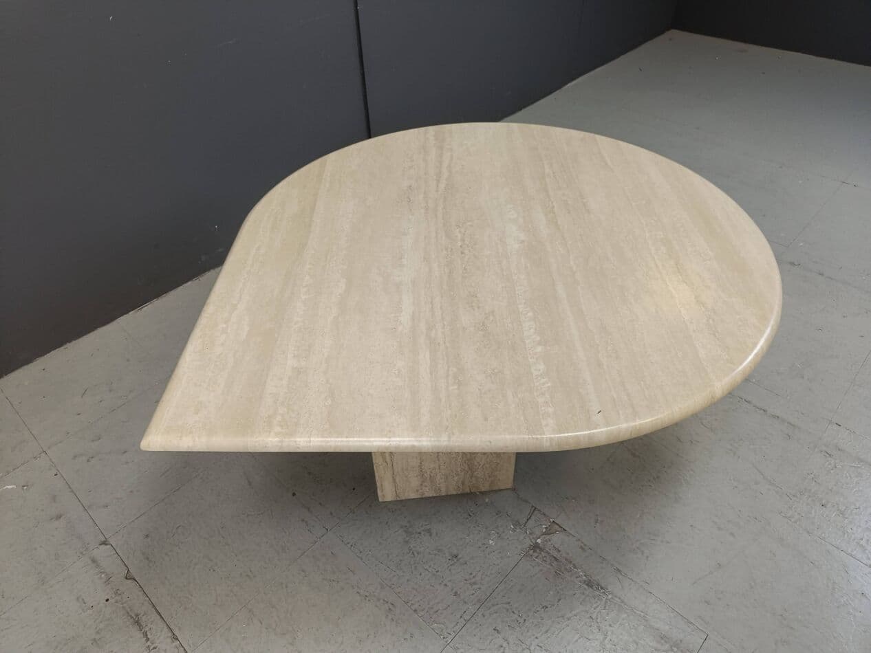 Coffee table, beige travertine, Italy, 1970s. - 269457