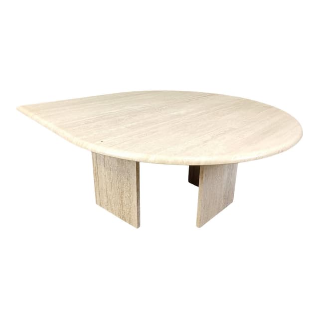 Coffee table, beige travertine, Italy, 1970s. - DIMENSION