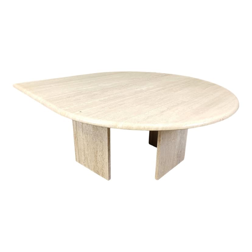 Coffee table, beige travertine, Italy, 1970s.