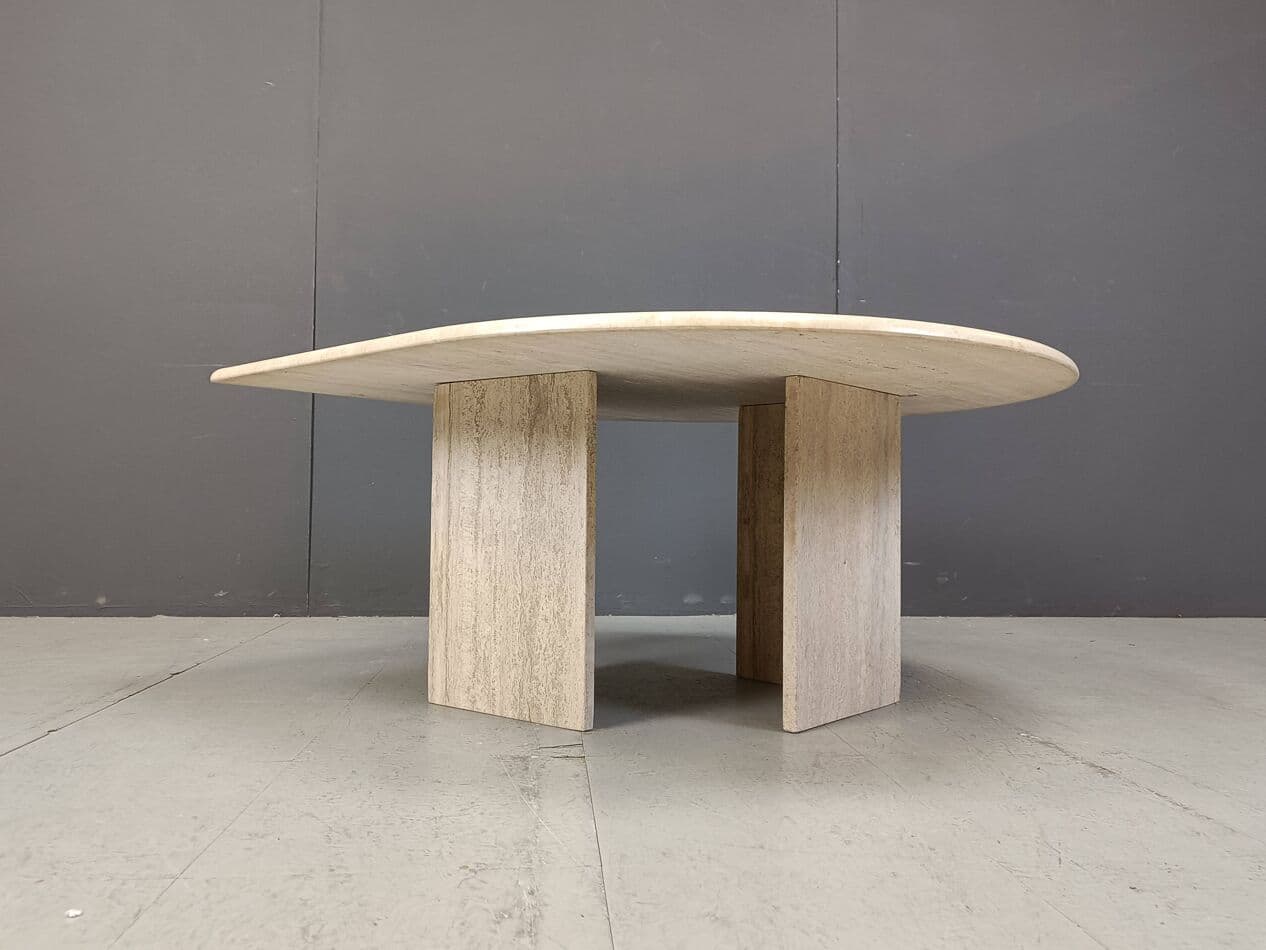 Coffee table, beige travertine, Italy, 1970s. - 269455