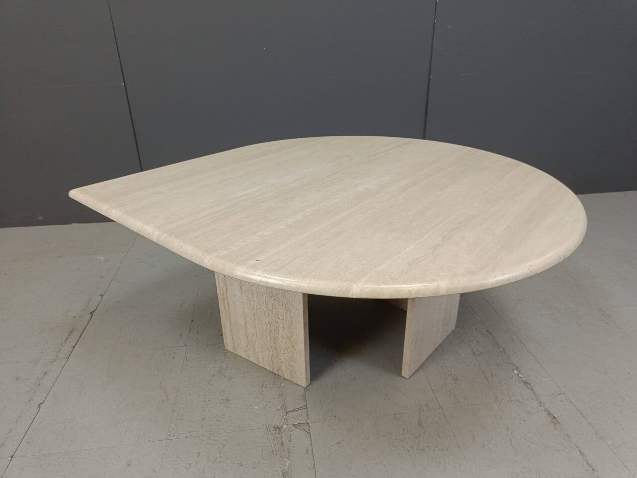 Coffee table, beige travertine, Italy, 1970s. - 269460