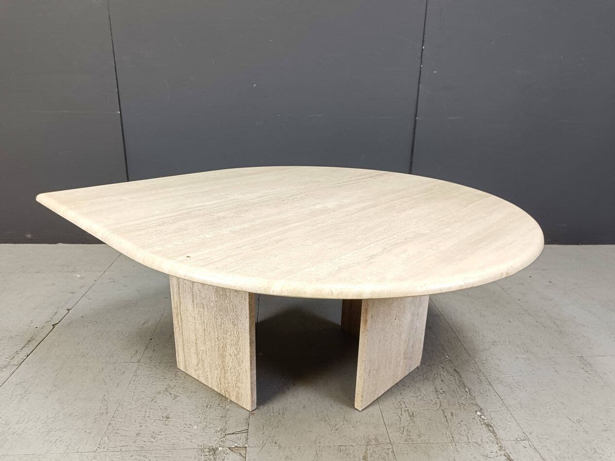 Coffee table, beige travertine, Italy, 1970s. - 269454