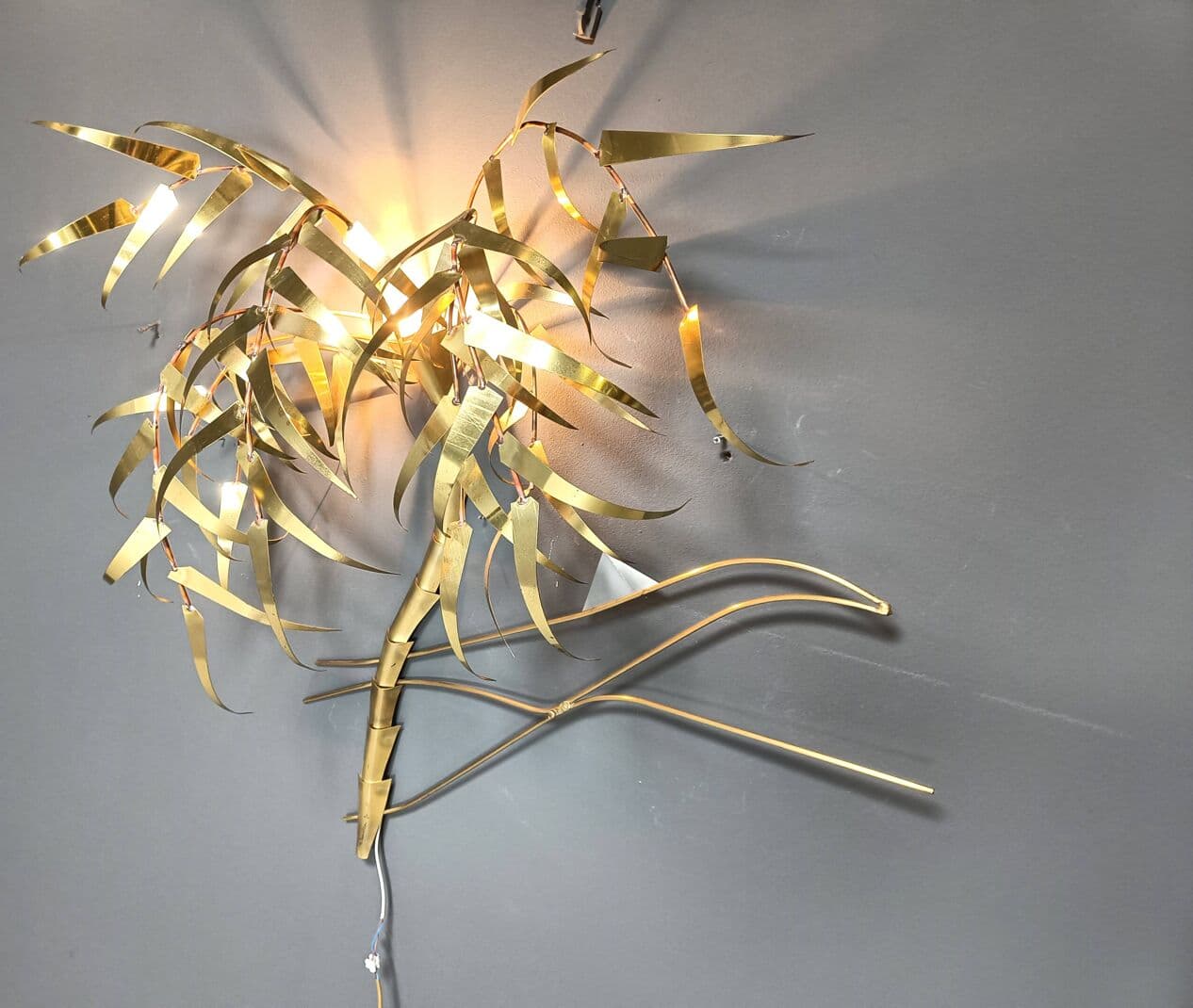 Lampa ścienna Palm Tree, złoty, miedź, proj. D. D'Haeseleer, Belgia, lata 70. - 269450
