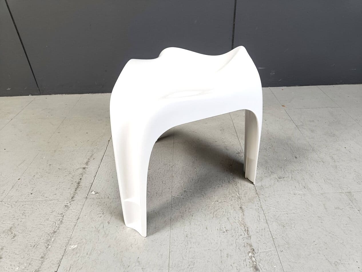 Stołek Casalino, biały, plastik, proj. A. Begge, Casala, Niemcy, lata 70. - 269425