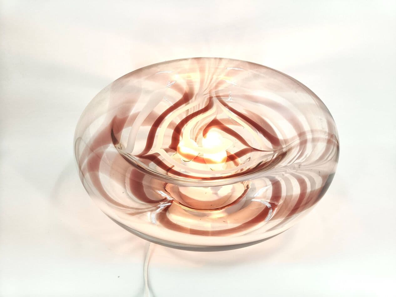 Lampa stołowa, szkło murano fioletowe, Mazzega, Włochy, lata 70. - 269353