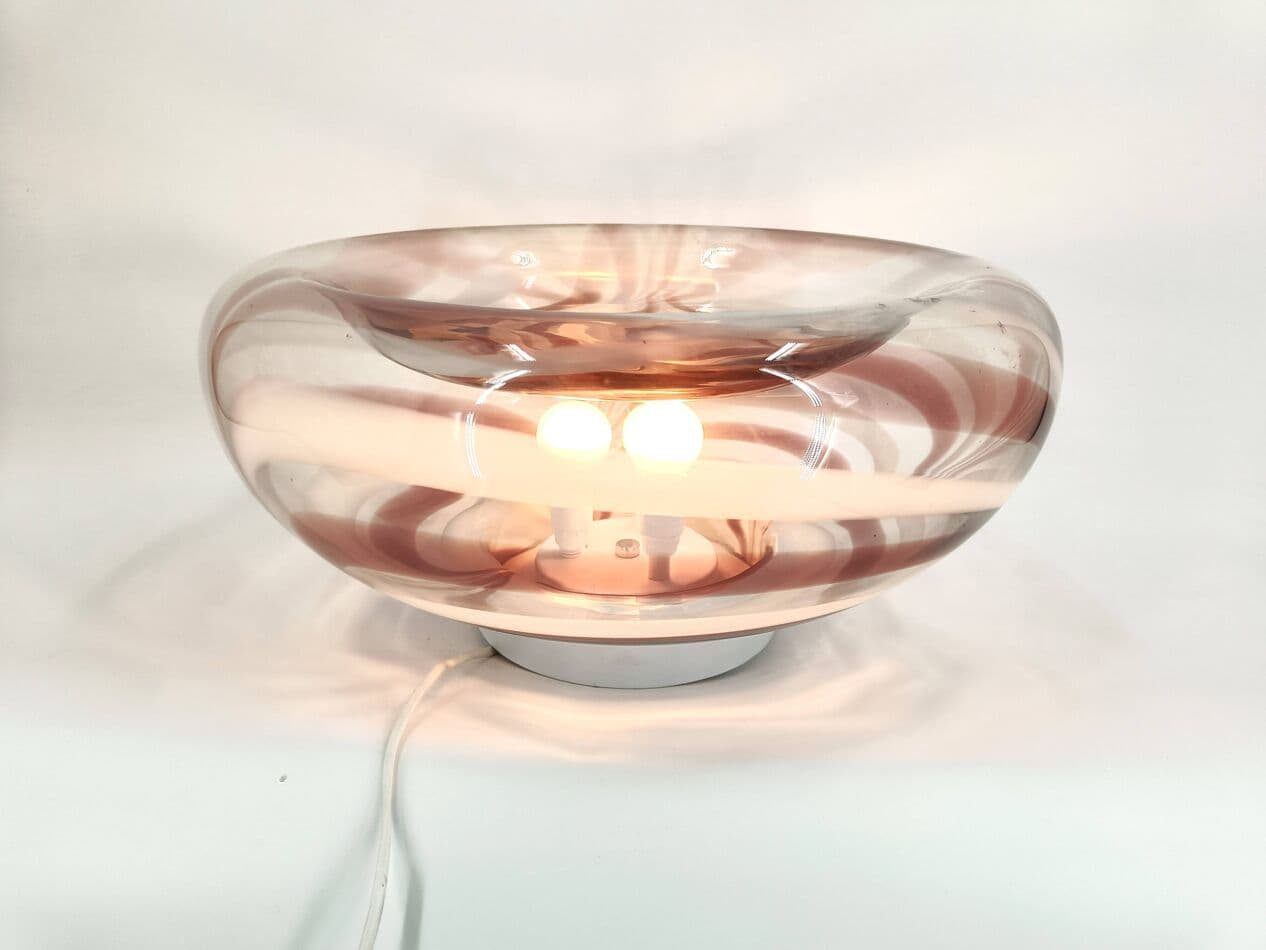 Lampa stołowa, szkło murano fioletowe, Mazzega, Włochy, lata 70. - 269355