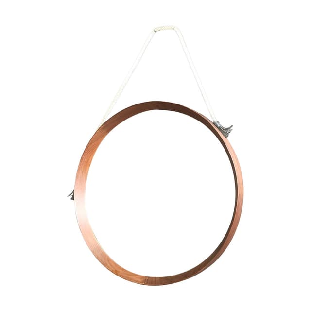Wall mirror round, brown teak, Italy, 1960s - DIMENSION