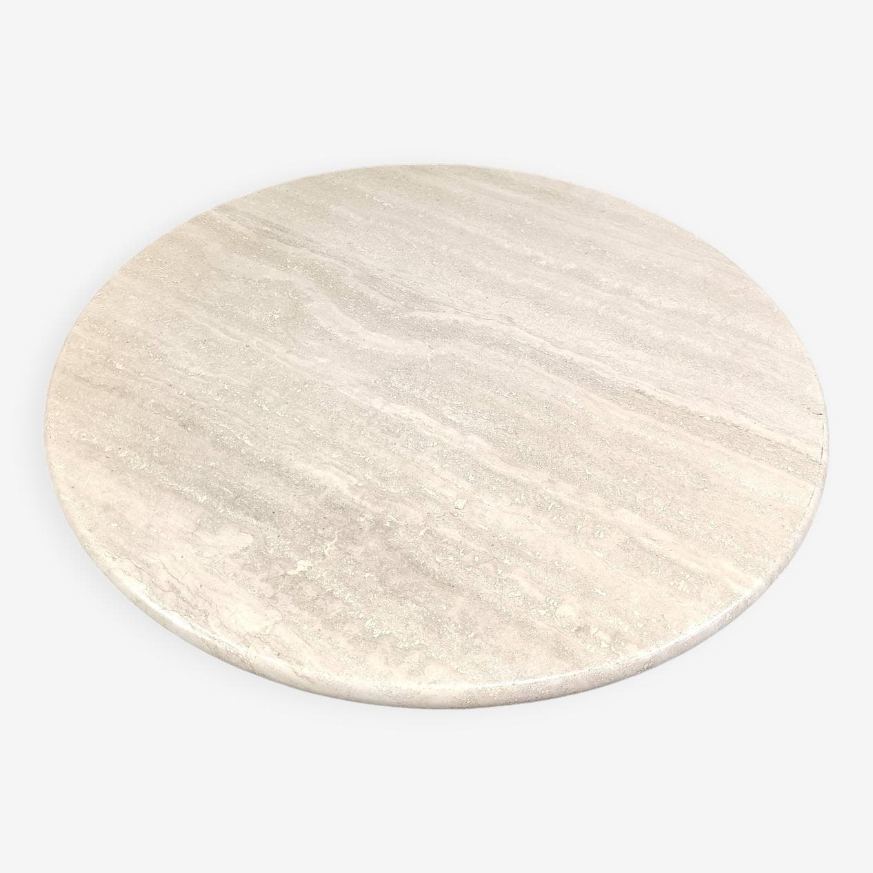Round coffee table, beige travertine, Italy, 1970s. - 269243