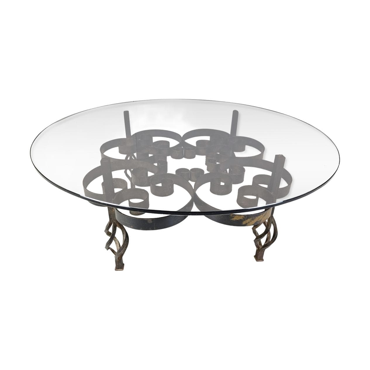 Coffee Table Brutalist, brown, iron, glass, Belgium, 1970s.