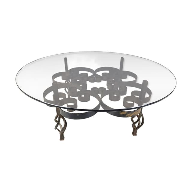 Coffee Table Brutalist, brown, iron, glass, Belgium, 1970s. - DIMENSION
