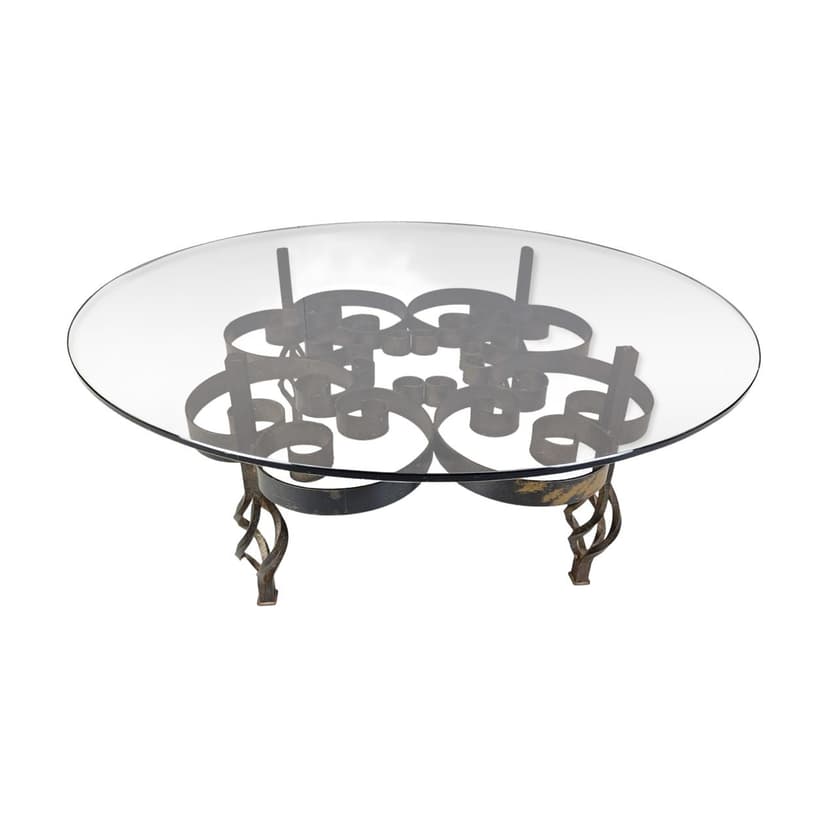 Coffee Table Brutalist, brown, iron, glass, Belgium, 1970s.