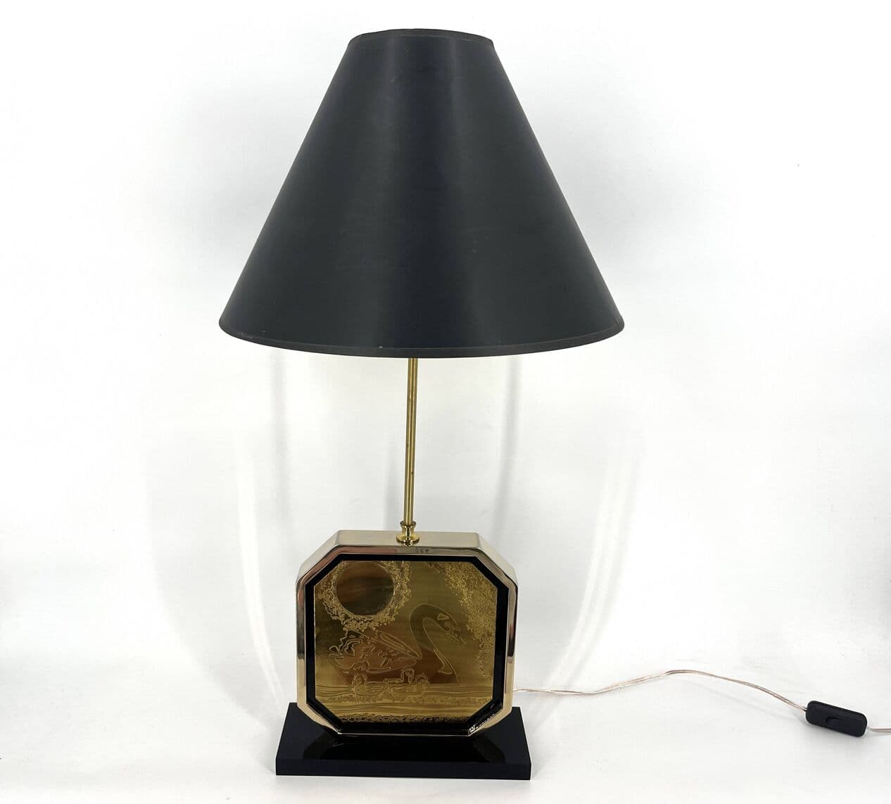 Lampa stołowa, mosiądz złoty, proj. G. Mathias, Belgia, lata 70. - 269194