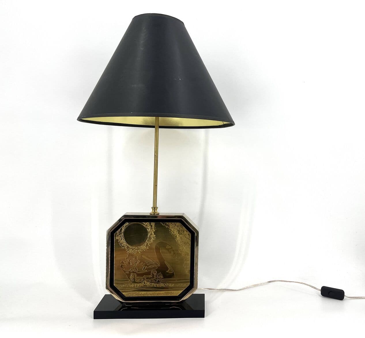 Lampa stołowa, mosiądz złoty, proj. G. Mathias, Belgia, lata 70. - 269184