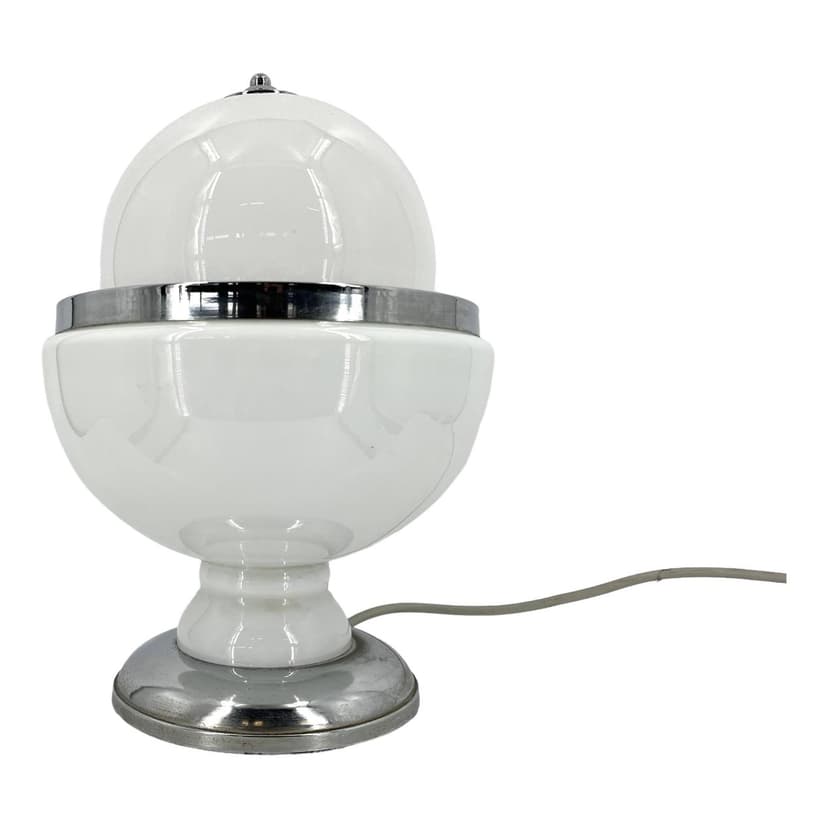 Lampa stołowa, Murano, szkło białe, Mazzega, Włochy, lata 70.