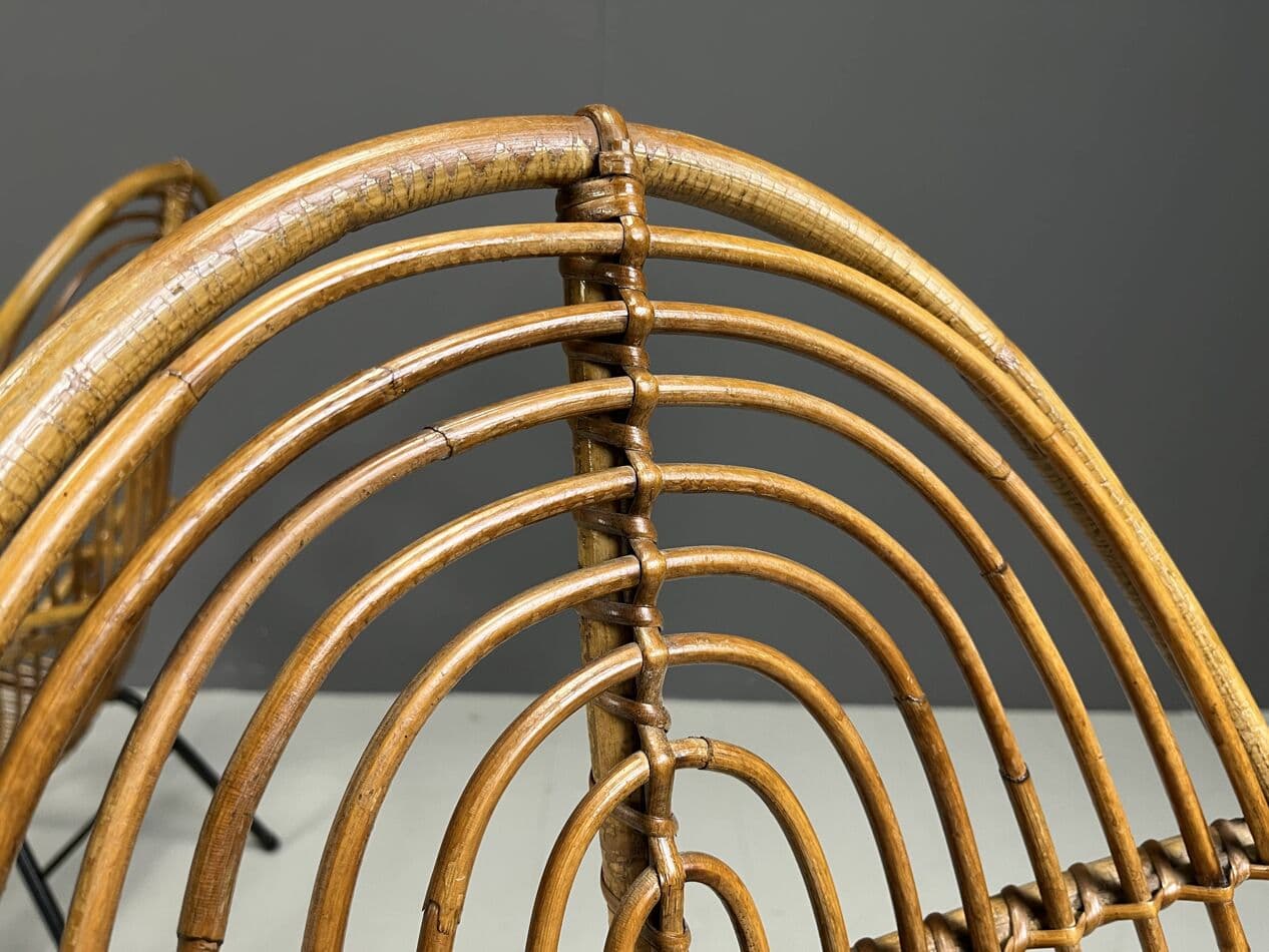 Para foteli lounge, rattan beżowy, proj. Rohé Noordwolde, Holandia, lata 60. - 269169