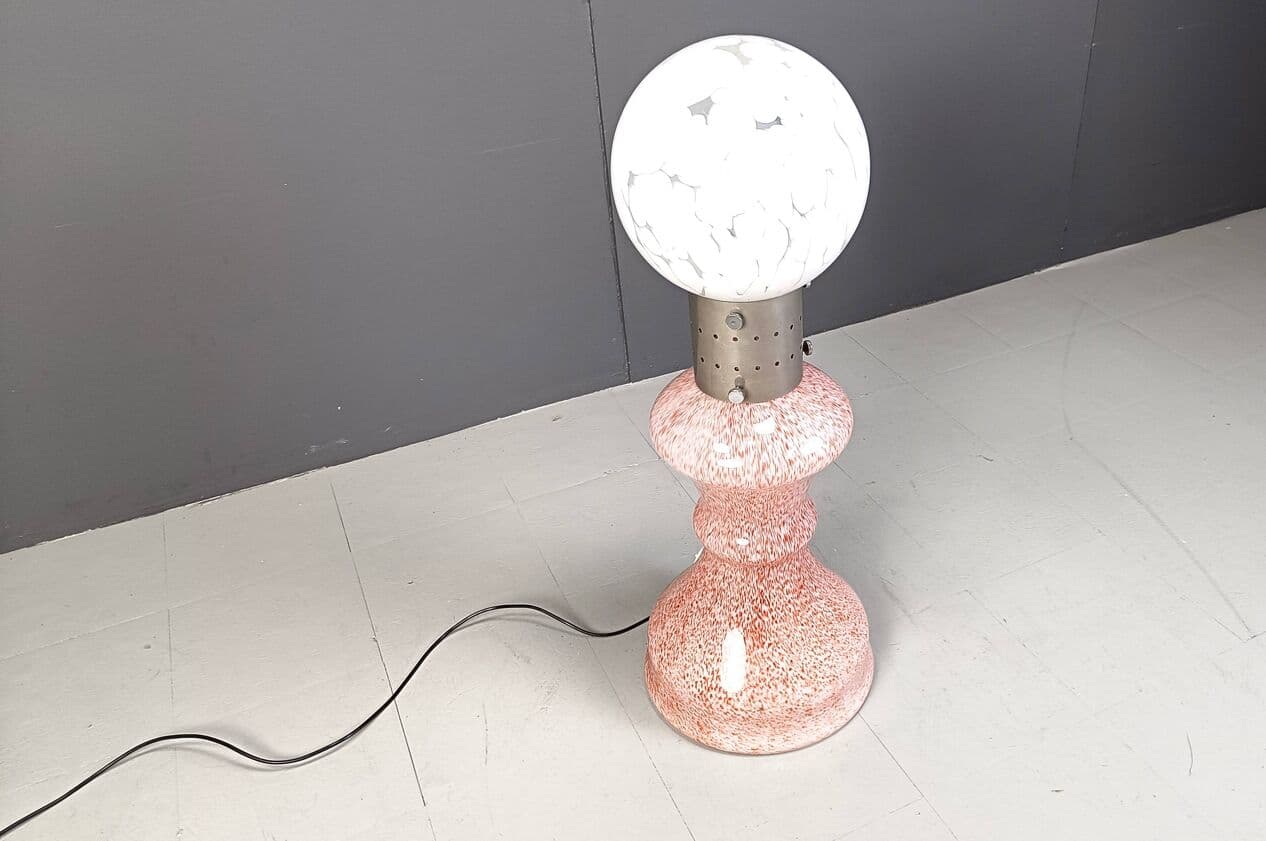 Lampa podłogowa, szkło Murano różowe, proj. C. Nason, Mazzega, Włochy, lata 60. - 269153