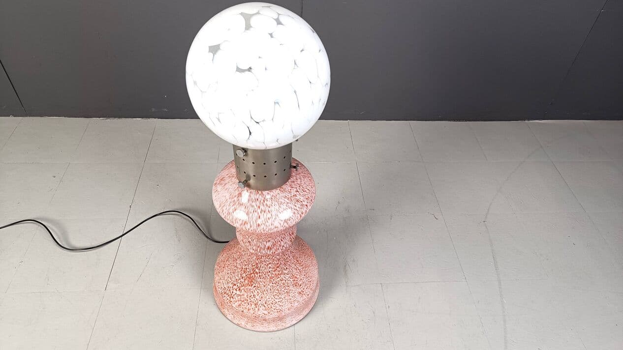 Lampa podłogowa, szkło Murano różowe, proj. C. Nason, Mazzega, Włochy, lata 60. - 269150