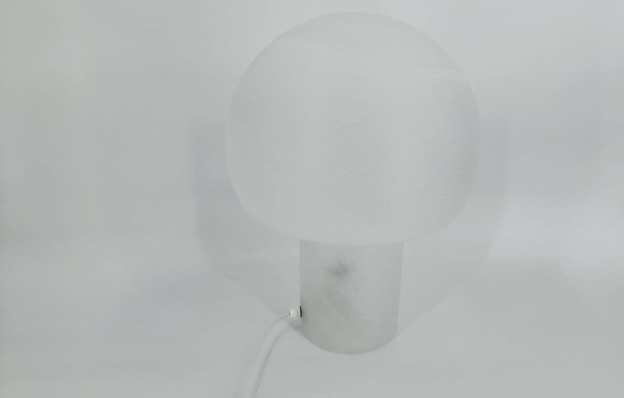 Para lamp stołowych Mushroom, szkło białe, Peill & Putzler, Niemcy, lata 70. - 269126