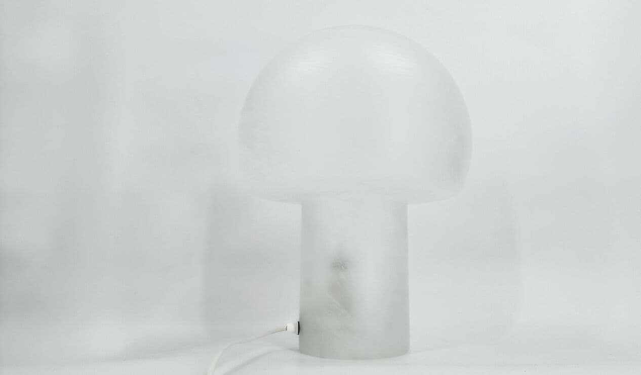 Para lamp stołowych Mushroom, szkło białe, Peill & Putzler, Niemcy, lata 70. - 269128