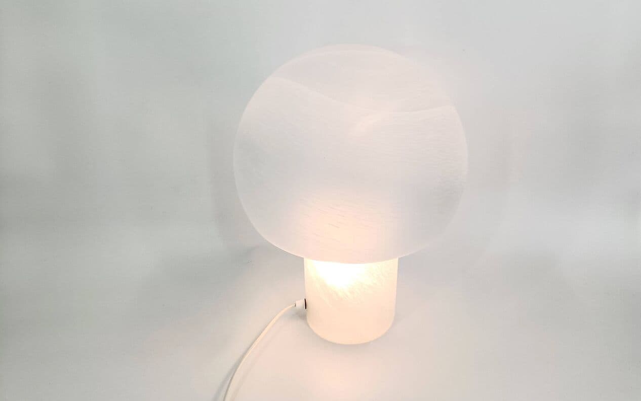 Para lamp stołowych Mushroom, szkło białe, Peill & Putzler, Niemcy, lata 70. - 269129