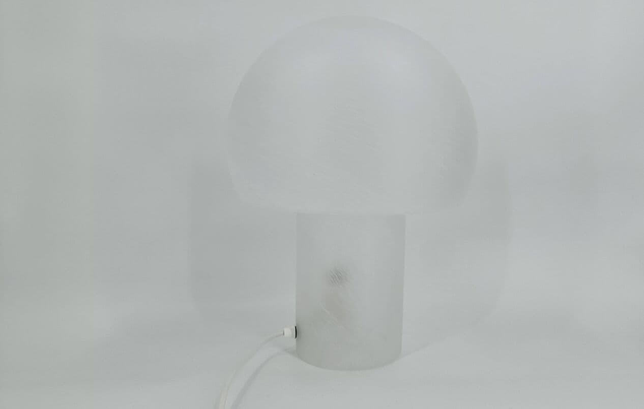 Para lamp stołowych Mushroom, szkło białe, Peill & Putzler, Niemcy, lata 70. - 269127