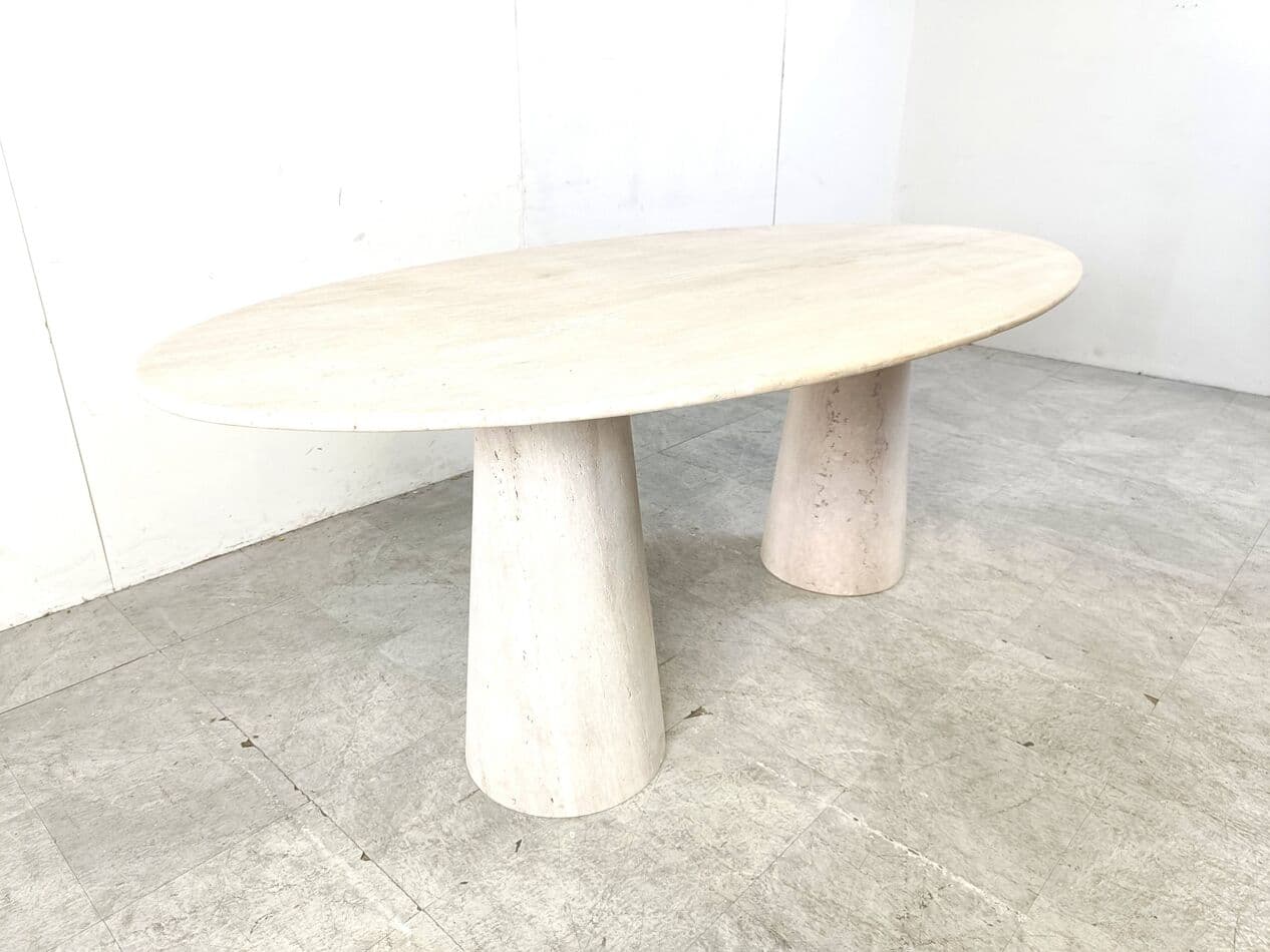 Stół jadalniany owalny, beżowy, trawertyn, lata 70. - 269104