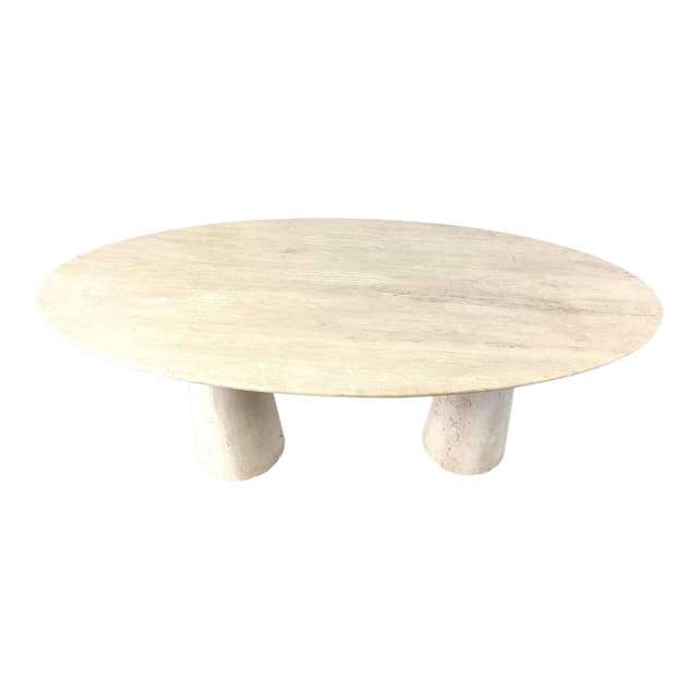 Stół jadalniany owalny, beżowy, trawertyn, lata 70. - WYMIARY