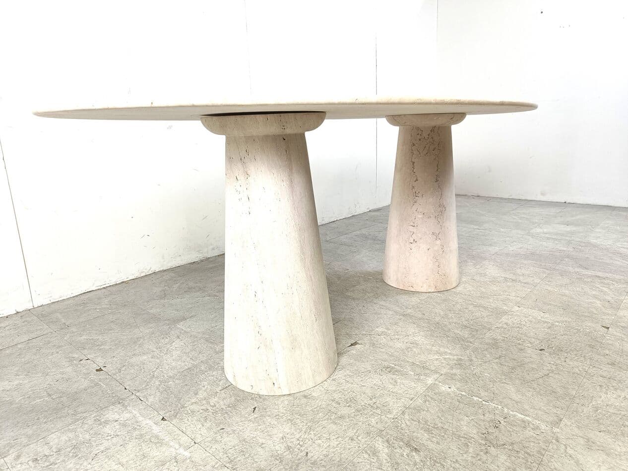 Stół jadalniany owalny, beżowy, trawertyn, lata 70. - 269105