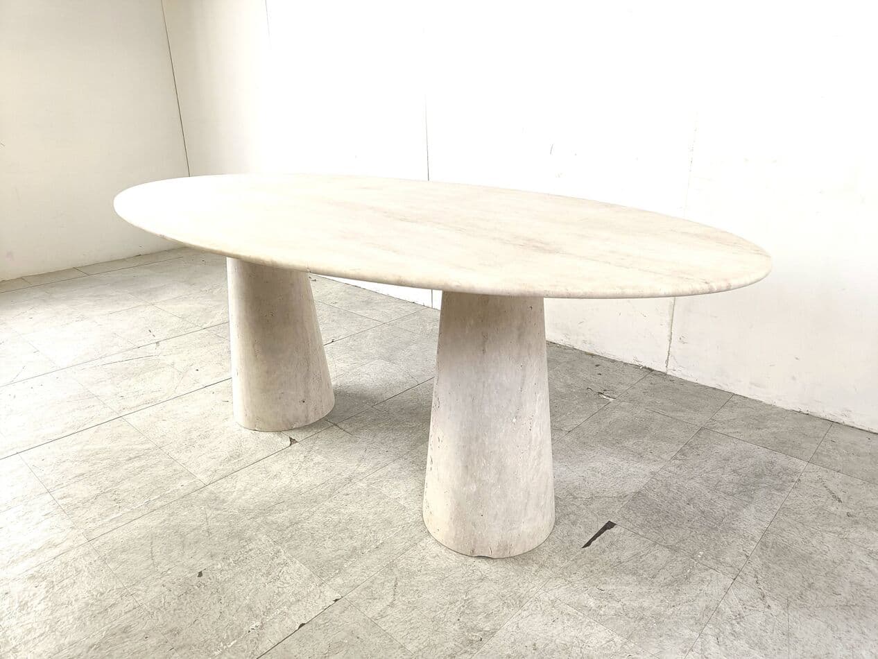 Stół jadalniany owalny, beżowy, trawertyn, lata 70. - 269102