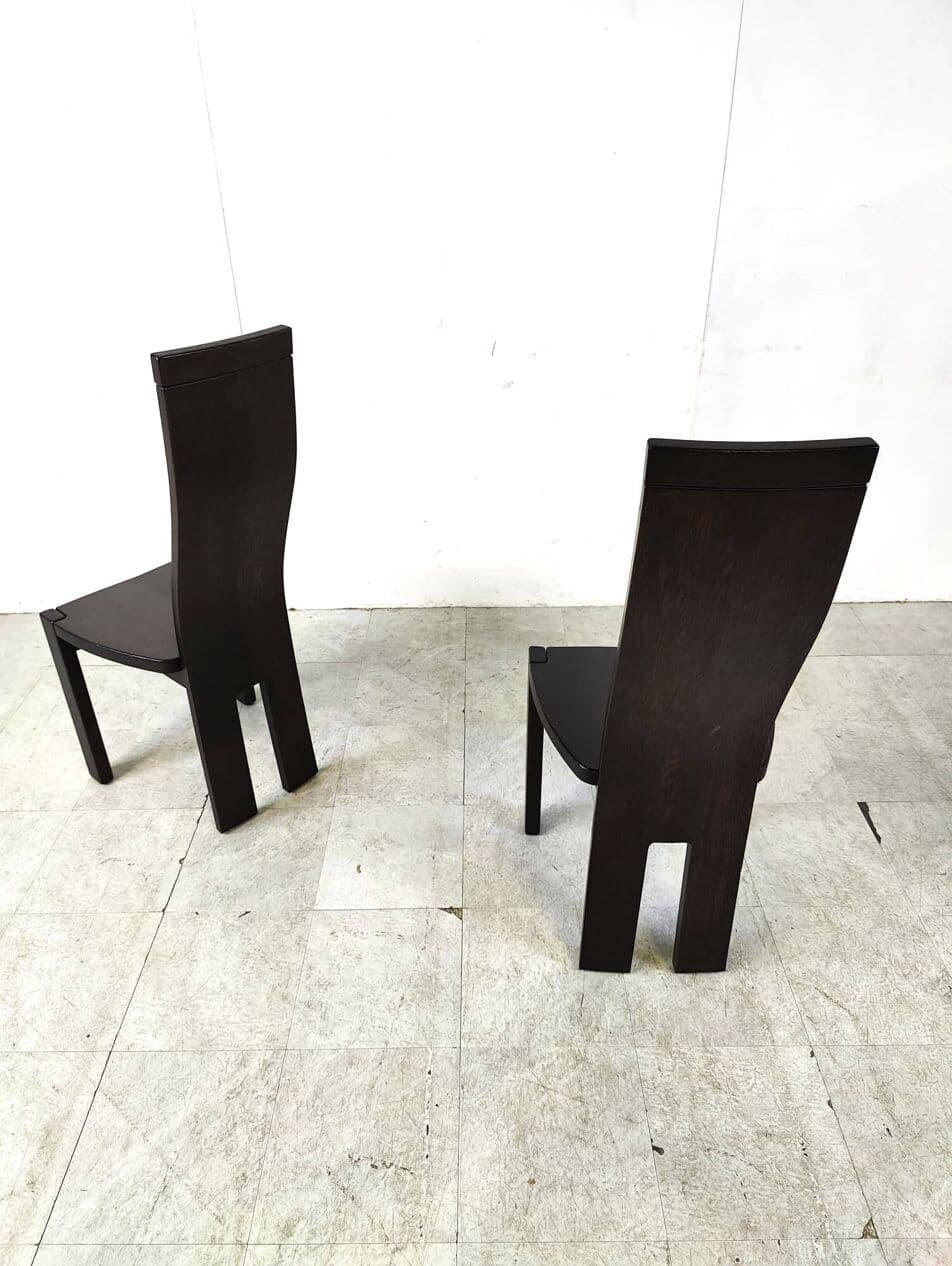 Set of eight dining chairs, brown wood, by R. van den Berghe, D. van den Berghe, Belgium, 1980s. - 269068