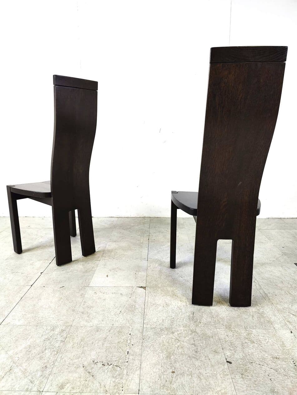 Set of eight dining chairs, brown wood, by R. van den Berghe, D. van den Berghe, Belgium, 1980s. - 269067