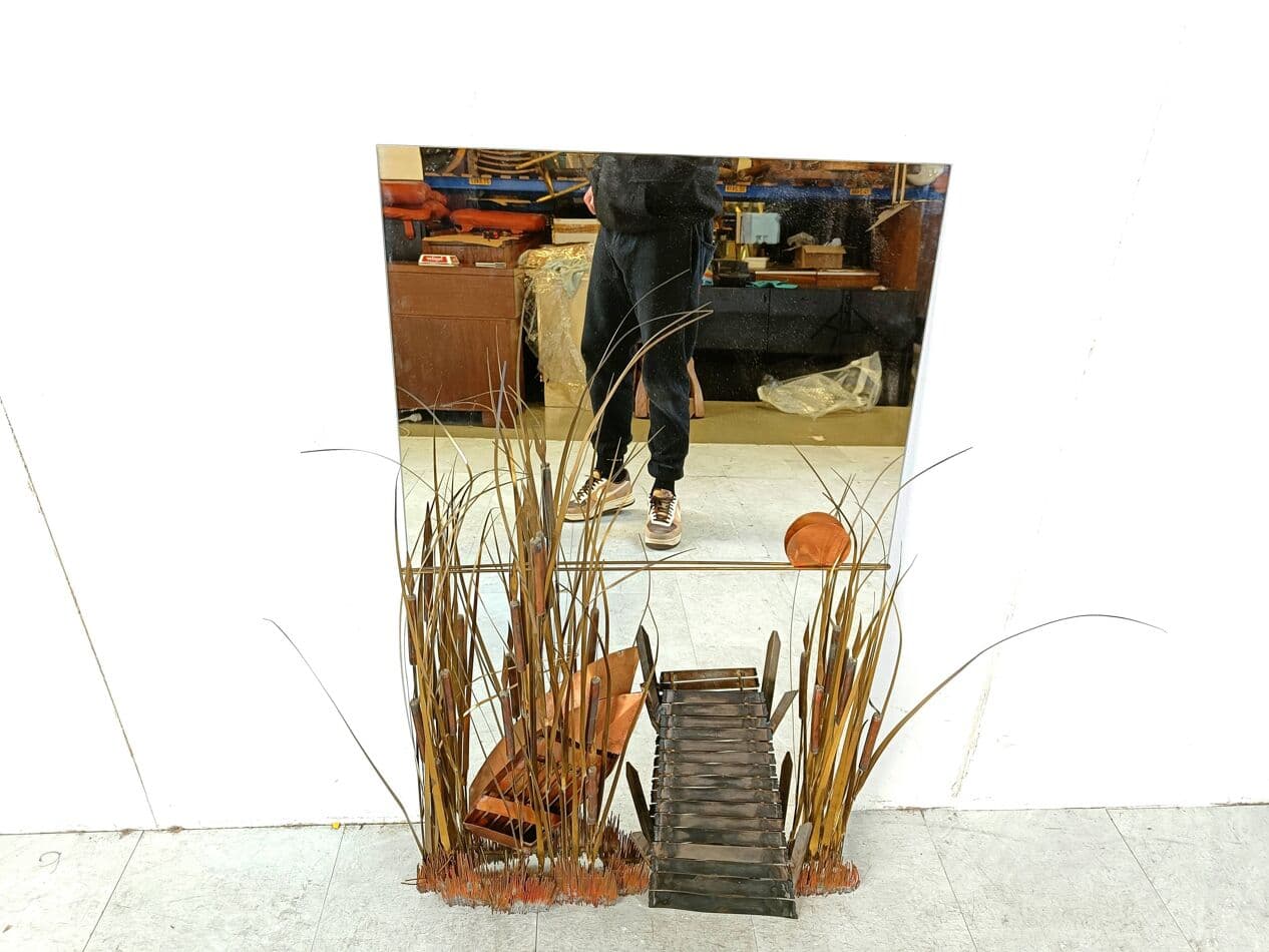 Decorative mirror, gold glass, by D. D'haeseleer, Belgium, 1970s. - 269045