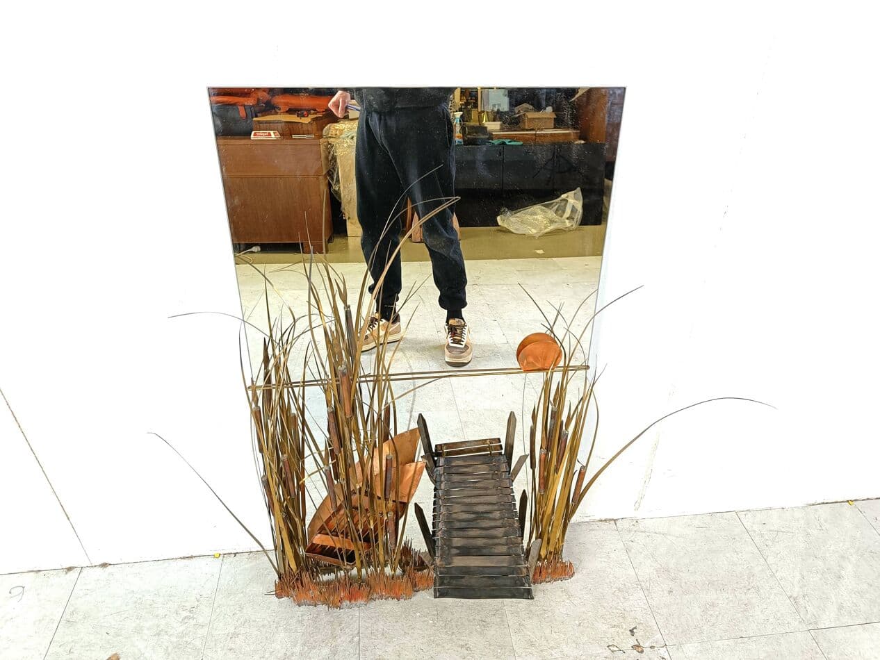 Decorative mirror, gold glass, by D. D'haeseleer, Belgium, 1970s. - 269051