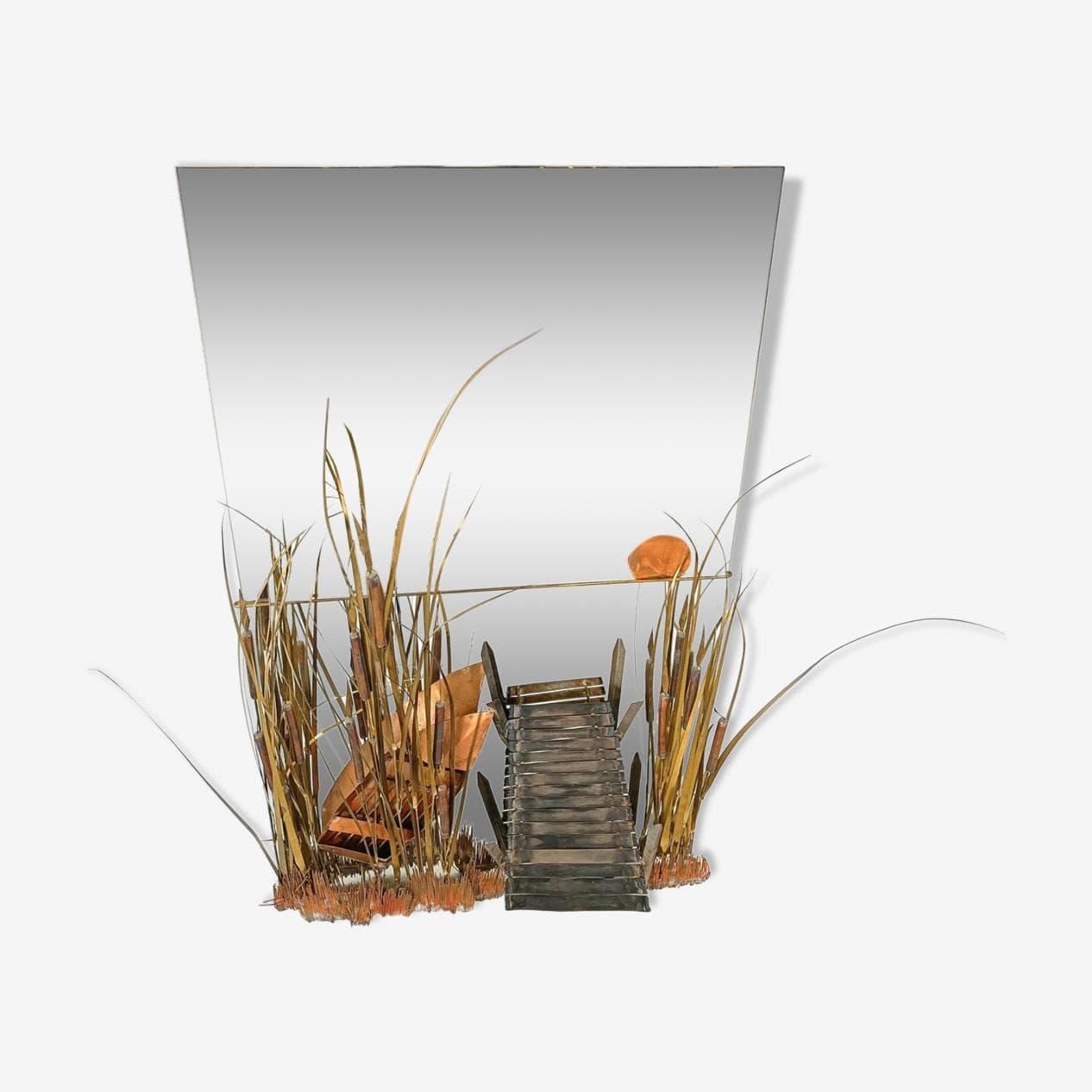 Decorative mirror, gold glass, by D. D'haeseleer, Belgium, 1970s. - 269044