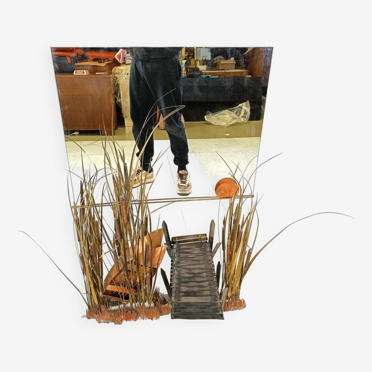 Decorative mirror, gold glass, by D. D'haeseleer, Belgium, 1970s. - 269052