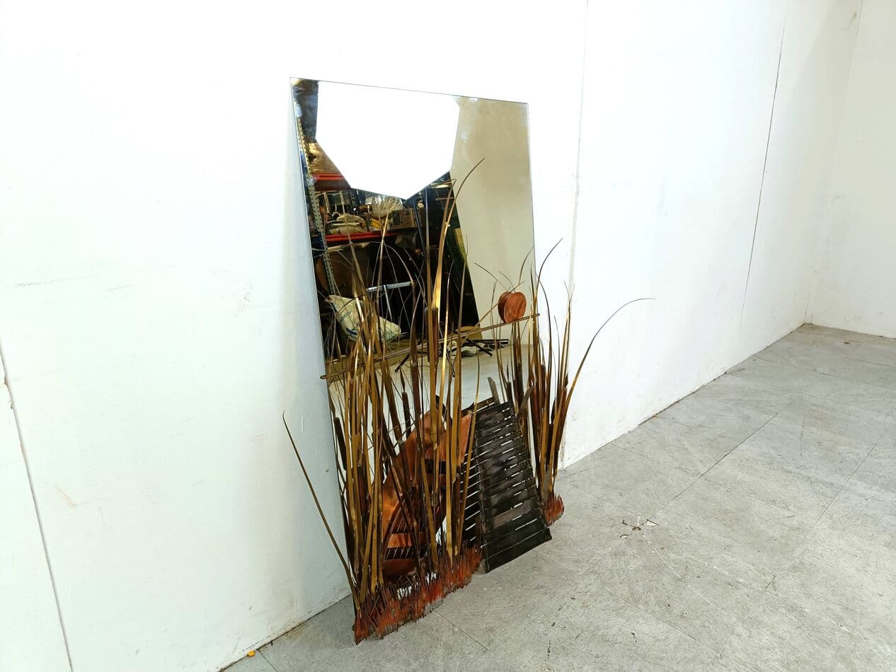 Decorative mirror, gold glass, by D. D'haeseleer, Belgium, 1970s. - 269049