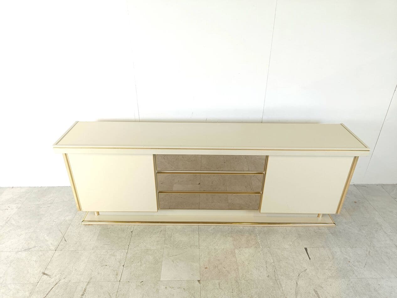 Kredens, beżowy, drewno lakierowane, mosiądz, Francja, lata 70. - 269032