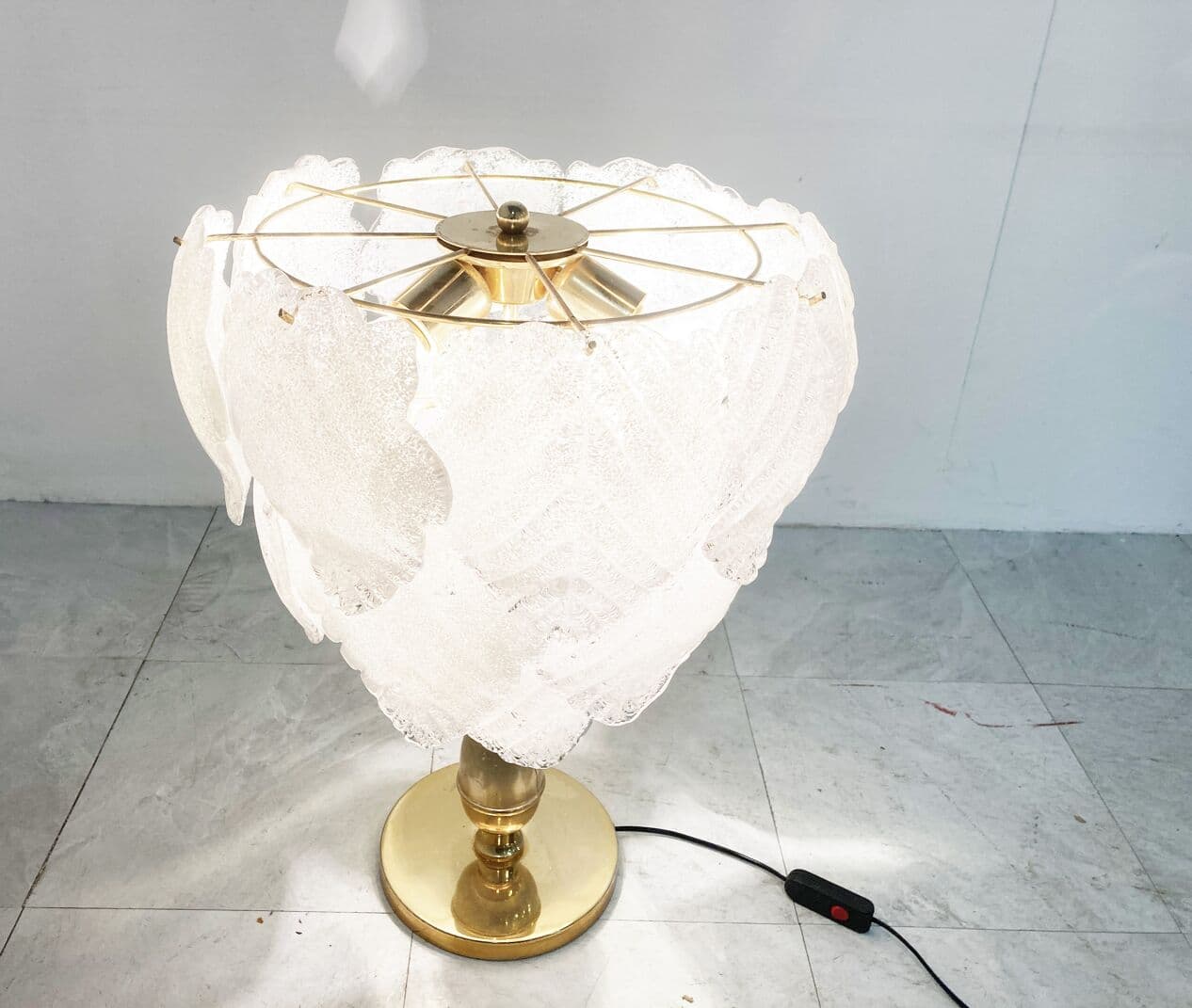 Lampa stołowa Murano Leaf, szkło złoty, Włochy, lata 70. - 269002