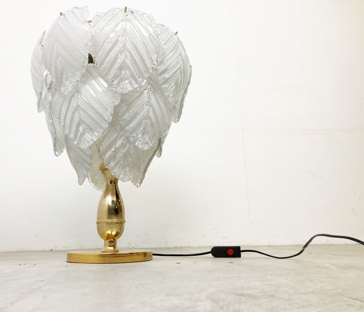 Lampa stołowa Murano Leaf, szkło złoty, Włochy, lata 70. - 268998