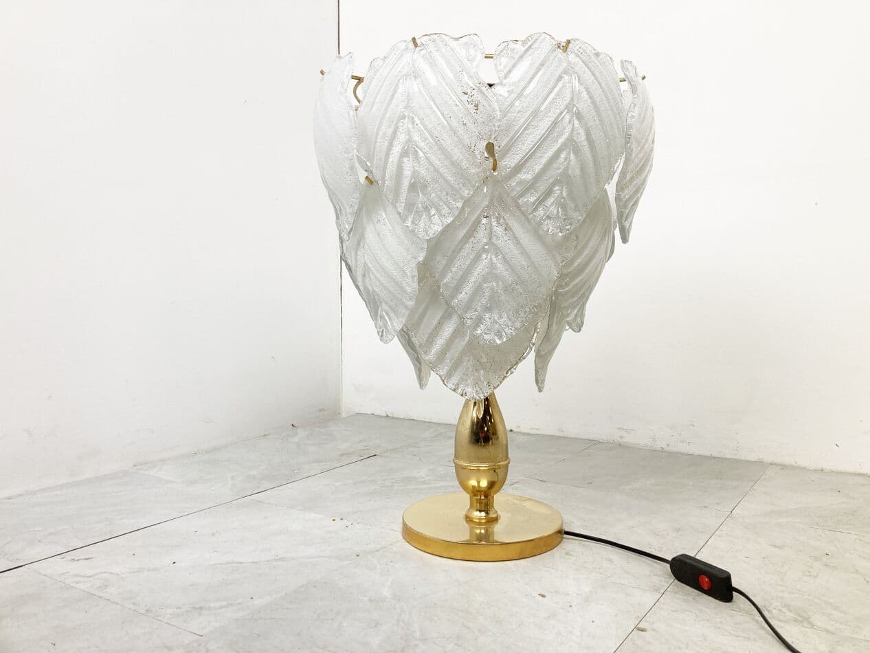 Lampa stołowa Murano Leaf, szkło złoty, Włochy, lata 70. - 269001
