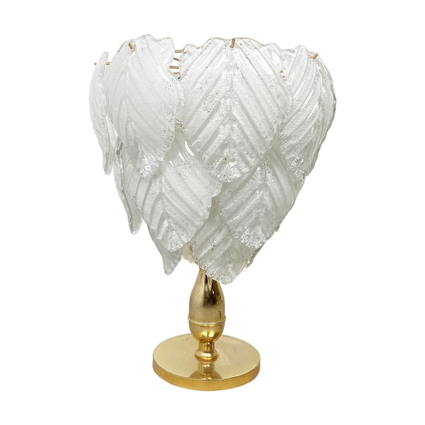 Lampa stołowa Murano Leaf, szkło złoty, Włochy, lata 70.
