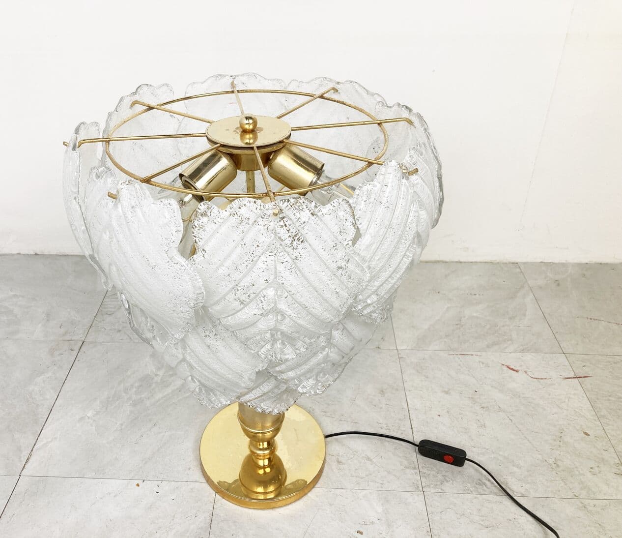 Lampa stołowa Murano Leaf, szkło złoty, Włochy, lata 70. - 268997