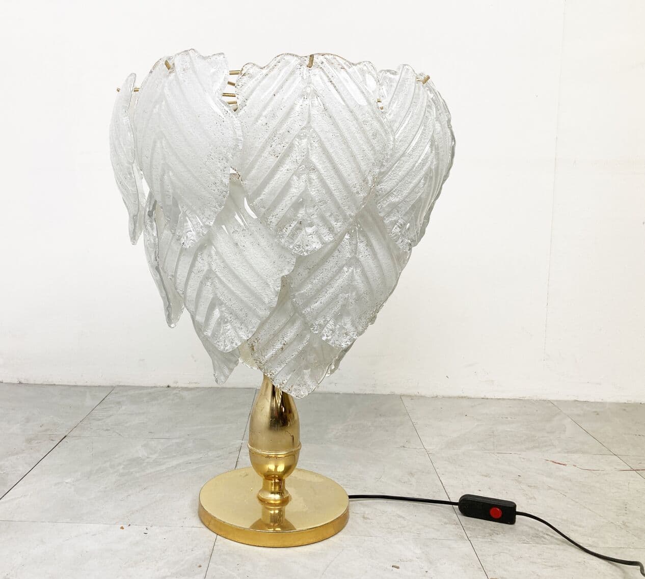 Lampa stołowa Murano Leaf, szkło złoty, Włochy, lata 70. - 268995