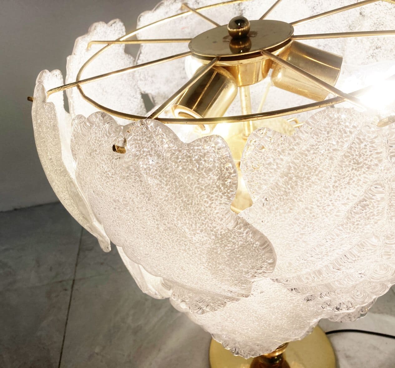 Lampa stołowa Murano Leaf, szkło złoty, Włochy, lata 70. - 268994