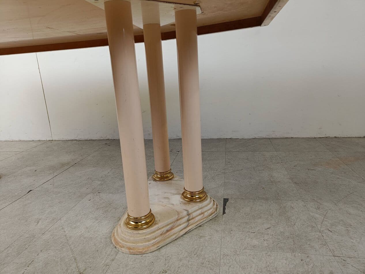 Stół jadalniany, beżowy, marmur, Francja, lata 70. - 268874