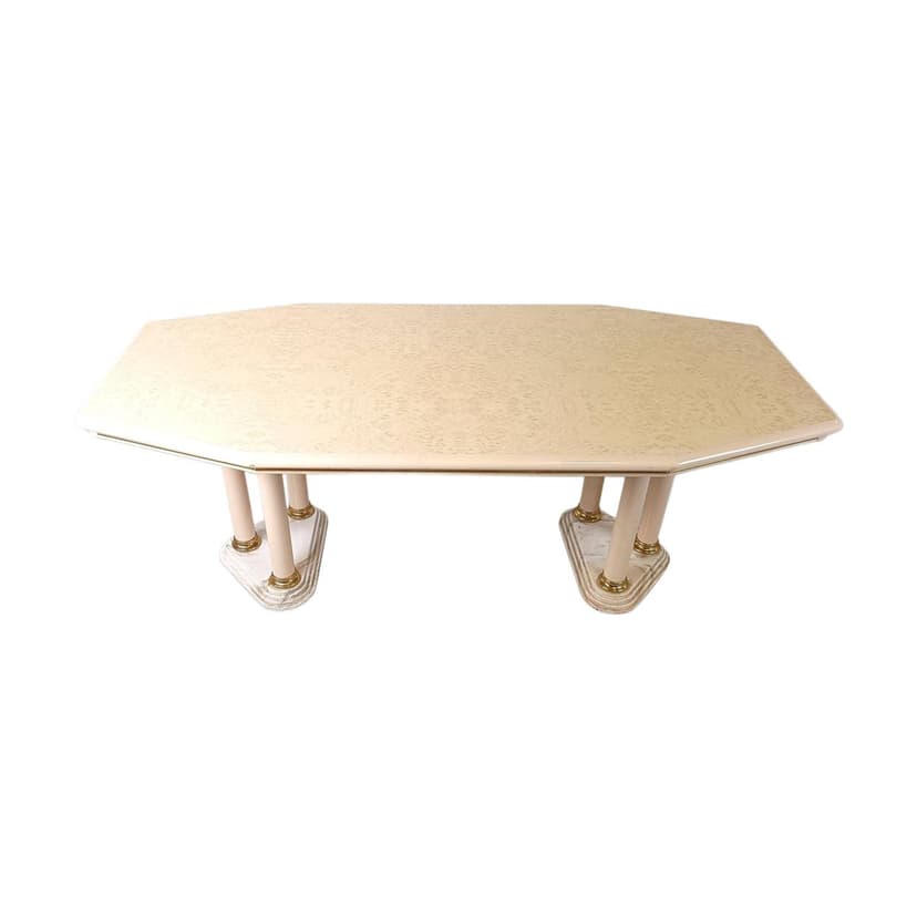 Stół jadalniany, beżowy, marmur, Francja, lata 70.