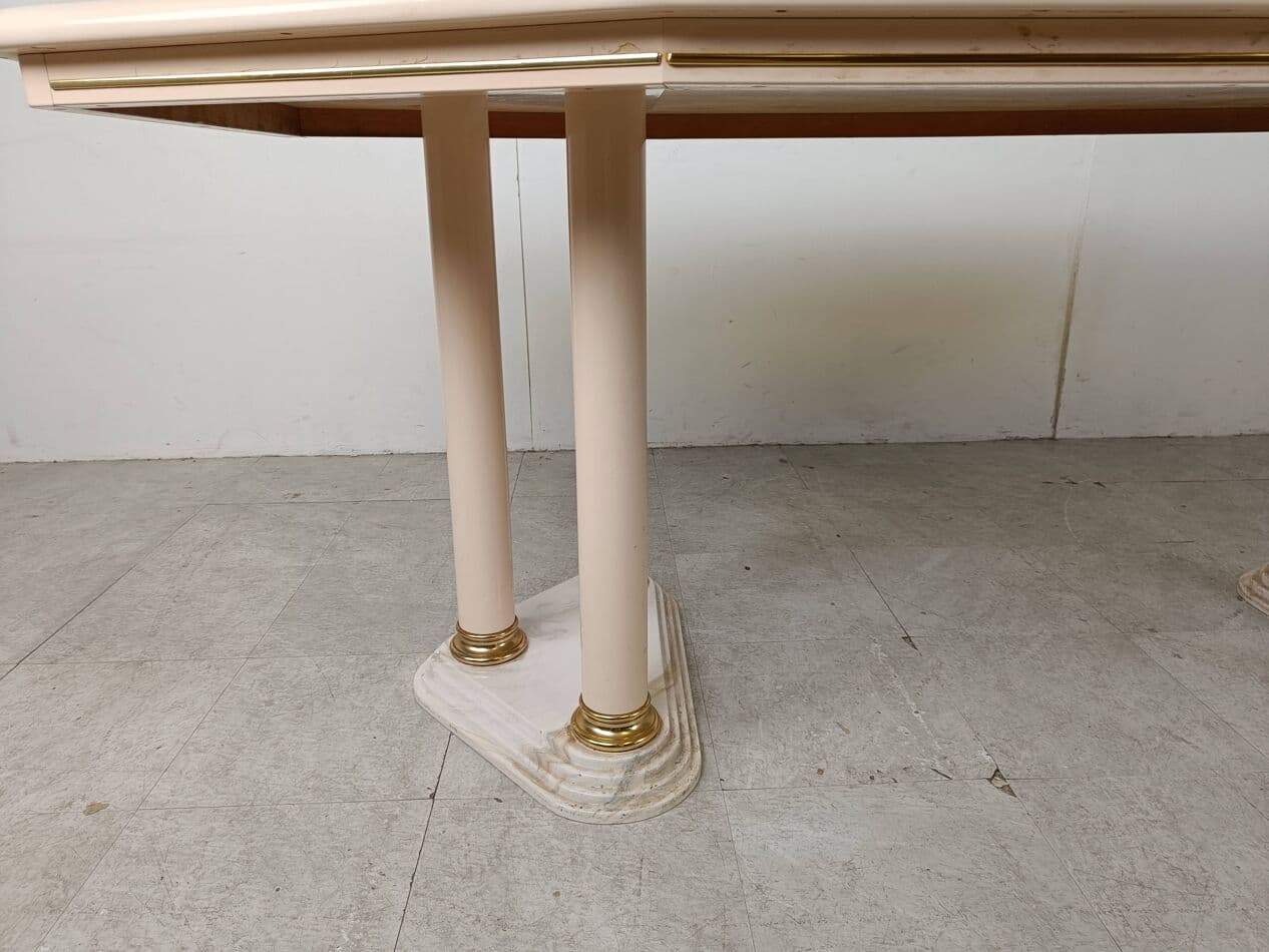 Stół jadalniany, beżowy, marmur, Francja, lata 70. - 268886