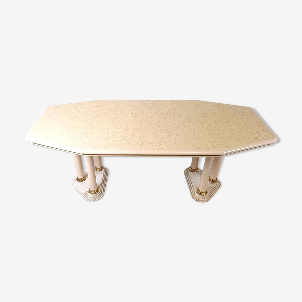 Stół jadalniany, beżowy, marmur, Francja, lata 70. - 268878